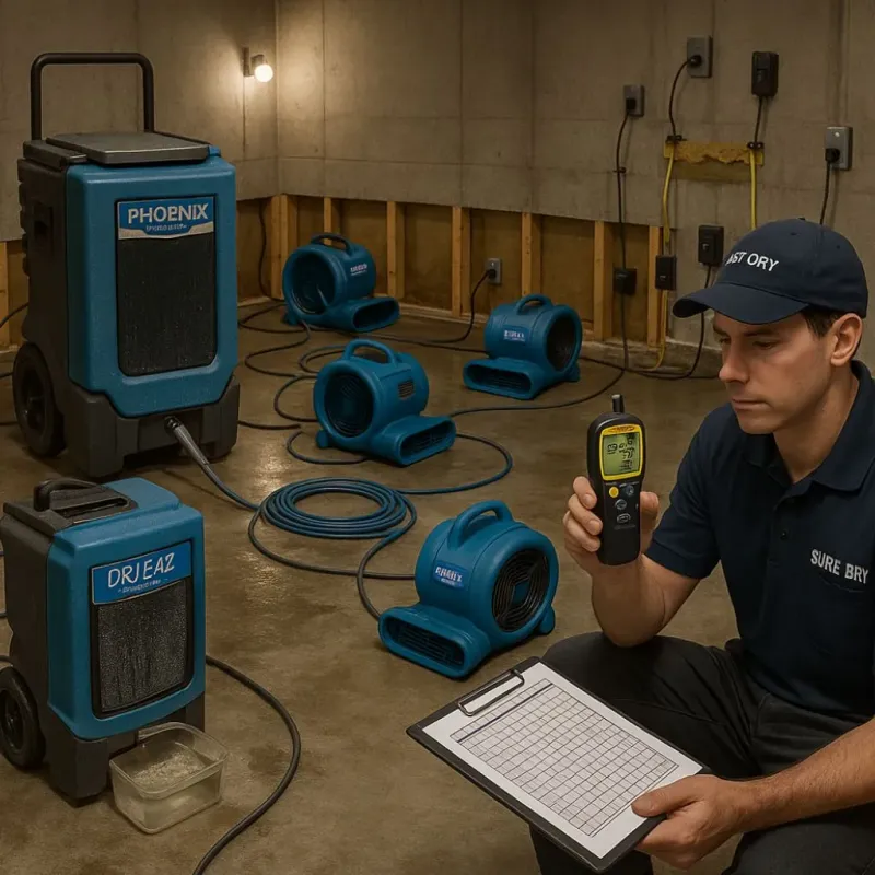 Structural Drying and Dehumidification process in Argyle, TX